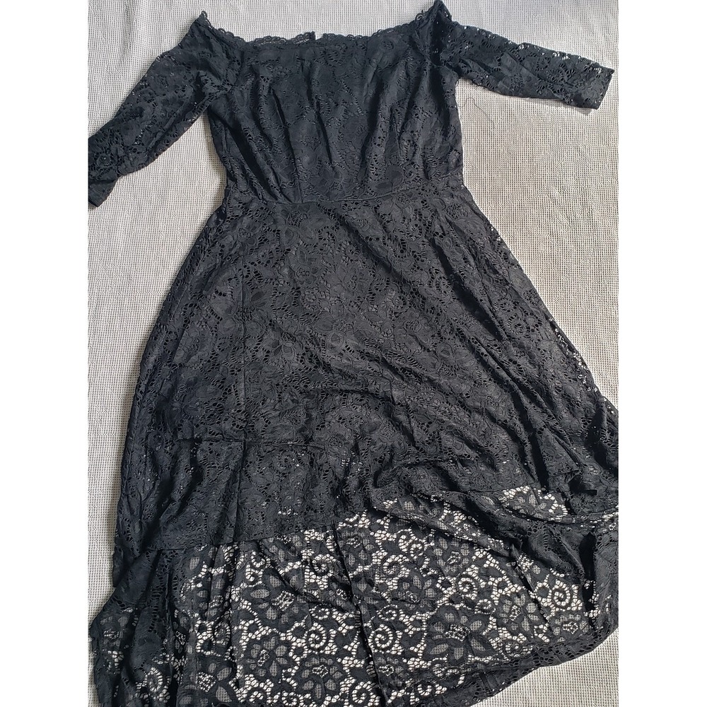 Dressystar Black Lace High Low Off Shoulder Dress XL New With Tags